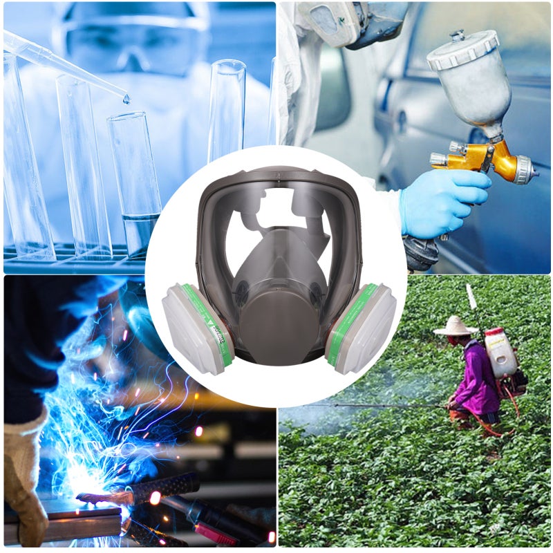 Full Face Respirator: Dark Green 18 In 1 Kit - Effectively Blocks Hazardous Substances Particles Irritating Gas Soft Lightweight Full Face Cover for Handling Masonry Sanding Sawing Welding Constructio - Image 4