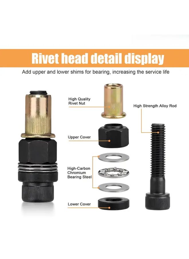 66pcs Heavy Duty Manual Rivet Tool Set with M3 to M10 Gun Heads and Nuts - Image 3