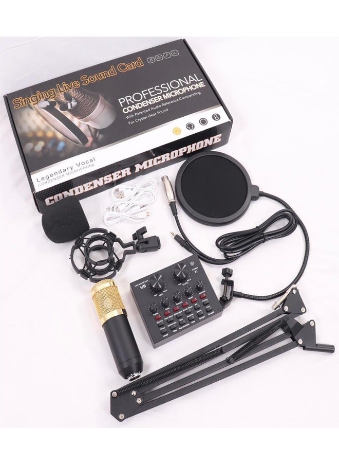 إيه تي إم مجموعة ميكروفون ميكروفون ميكروفون مكثف مع بطاقة صوت حية ، وقابلة للتعديل ميكروفات التعليق ذراع BM8006 الذهب - Image 1