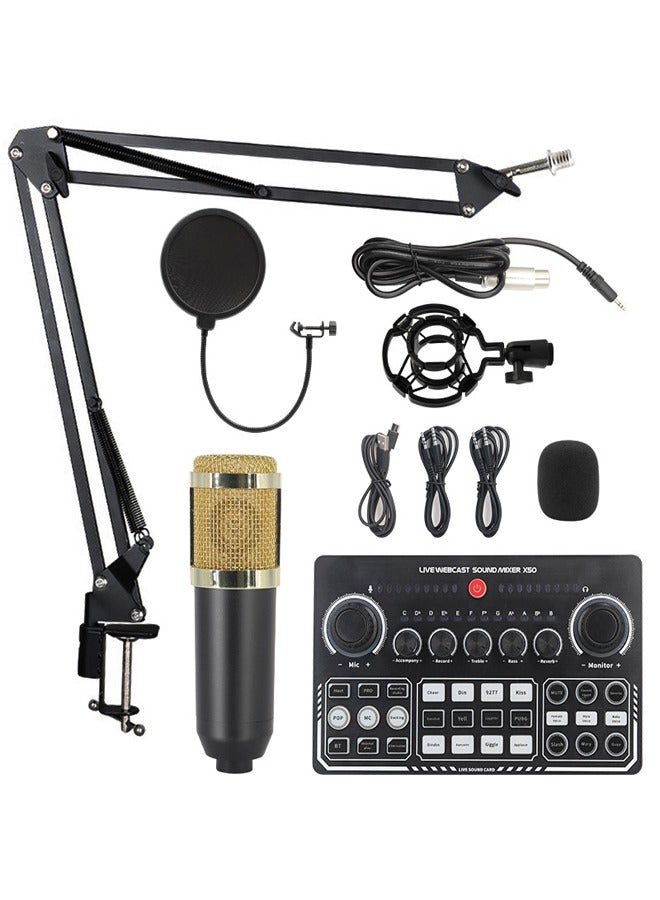 إيه تي إم مجموعة ميكروفون ميكروفون ميكروفون مكثف مع بطاقة صوت حية ، وقابلة للتعديل ميكروفات التعليق ذراع BM8006 الذهب - Image 2