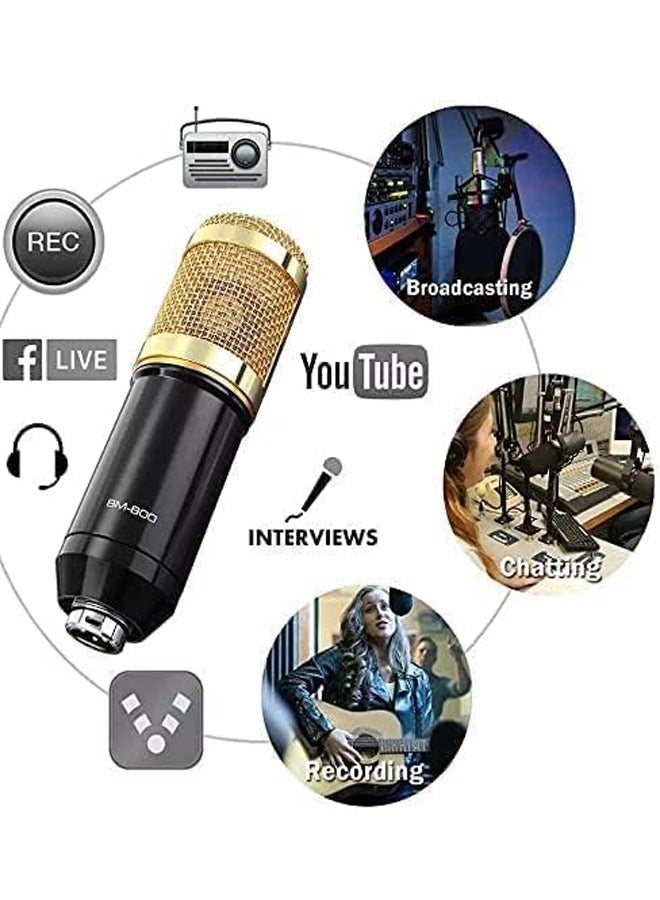 إيه تي إم مجموعة ميكروفون ميكروفون ميكروفون مكثف مع بطاقة صوت حية ، وقابلة للتعديل ميكروفات التعليق ذراع BM8006 الذهب - Image 4