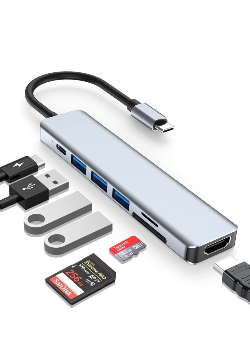 7 in 1 USB C Multiport Adapter for Macbook Pro/Air & Type C Enable Devices - Image 1