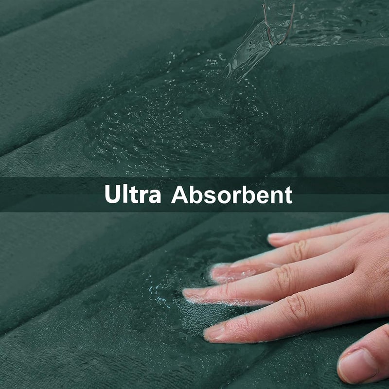 Buganda Memory Foam Bath Mat, 60" x 24", Ultra Soft and Non-Slip Bathroom Rugs, Water Absorbent and Machine Washable Bath Rug Runner for Bathroom, Shower, and Tub, Dark Green - Image 4