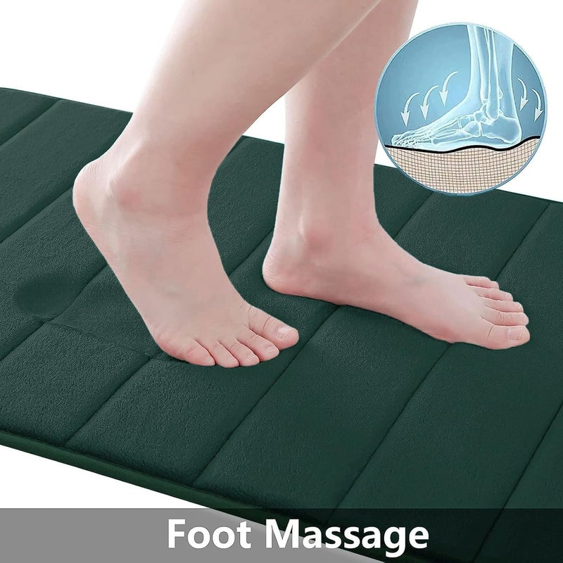 Buganda Memory Foam Bath Mat, 60" x 24", Ultra Soft and Non-Slip Bathroom Rugs, Water Absorbent and Machine Washable Bath Rug Runner for Bathroom, Shower, and Tub, Dark Green - Image 2