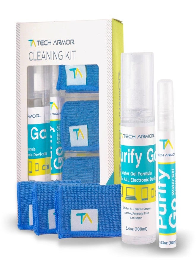 Tech Armor Screen Cleaner Kit [3.4oz +0.8oz] - Best for Smartphones, iPhones, iPads, Eyeglasses, e-Readers, Laptops, TV Screens and Monitors – Includes 3 Premium Microfiber Cloths - Image 1