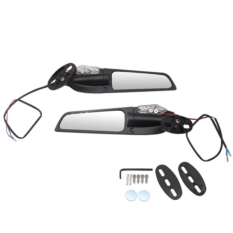 2pcs Motorcycle Modified Wind Swivel Wing Universal Rearview Mirror Spoiler 90° Rotating Adjustable Side Mirrors with Turn Signals - Image 1