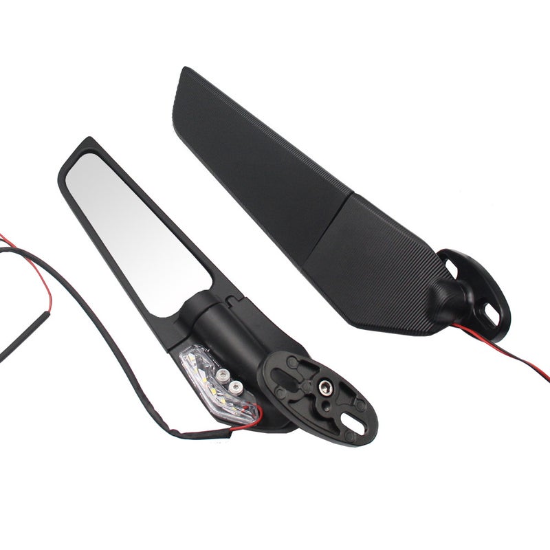 2pcs Motorcycle Modified Wind Swivel Wing Universal Rearview Mirror Spoiler 90° Rotating Adjustable Side Mirrors with Turn Signals - Image 4