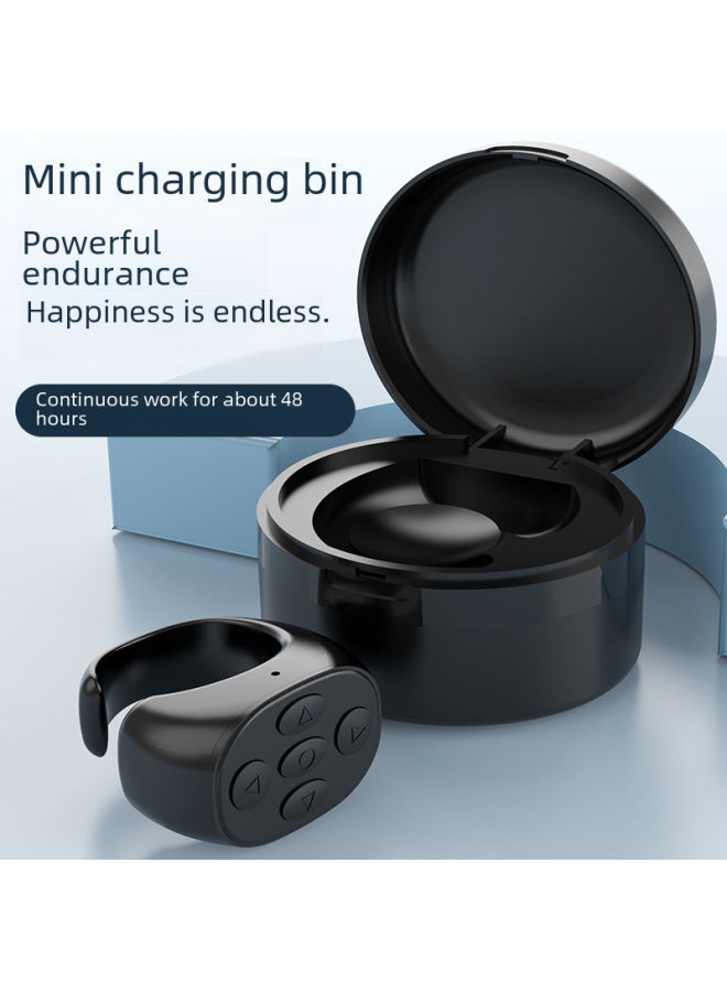 Mobile Phone Bluetooth Remote Control With Charging Bin Camera Controller Self-timer Artifact Tremolo Ring Ring Remote Control-Color:Yuntian Noble Black Belt Charging Bin  - Image 4