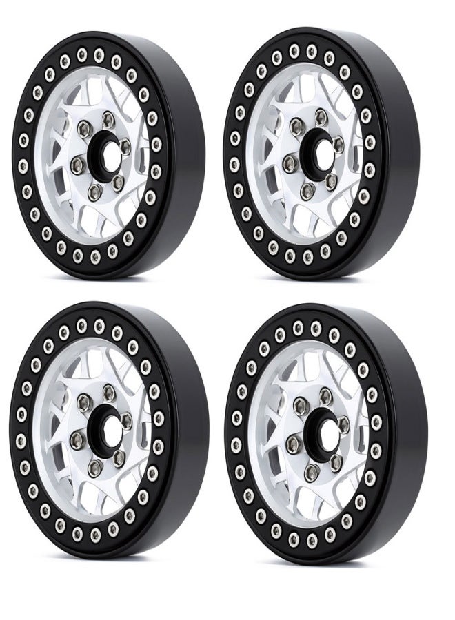 Aluminum Alloy Wheel Rim Beadlock 2.2in Wheel Rims Hub 4pcs Replacement for TRAX4 SCX10 90046 AXI03007 RedCat Gen8 1/10 Remote Control Car - Image 1