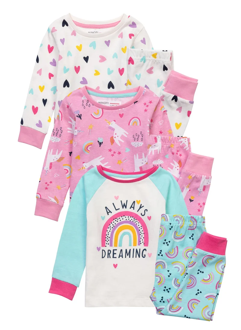 MINOTI Kids Girls Three Pack Summer Pyjama Set