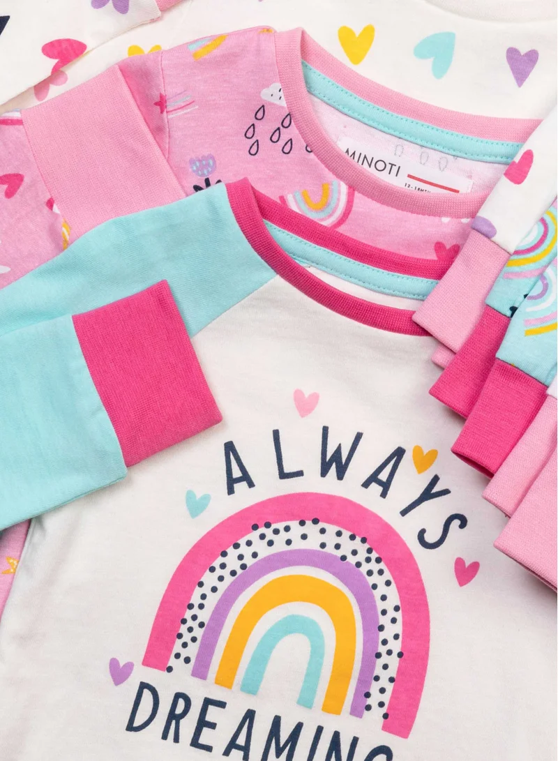 MINOTI Kids Girls 3-Pack Pyjama Set with Fun Allover Print