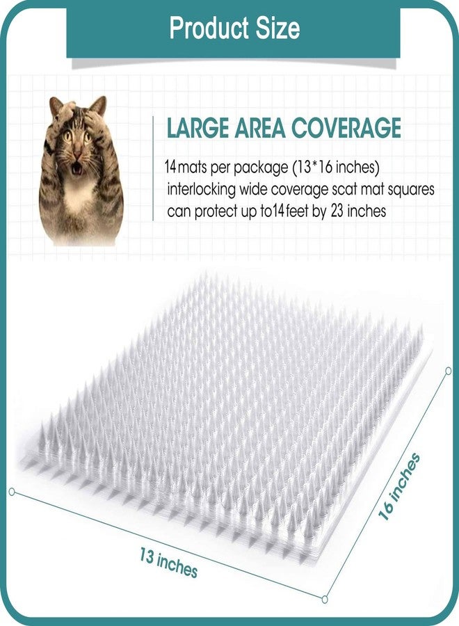 Aocoray 14 Pack Cat Deterrent Outdoor/Indoor Scat Mat, Pet Deterrent Training Mats, Keep Cats/Dogs Away Plastic Mats with Spikes, 23 Sq.ft, 16 x 13 Inches - Image 4