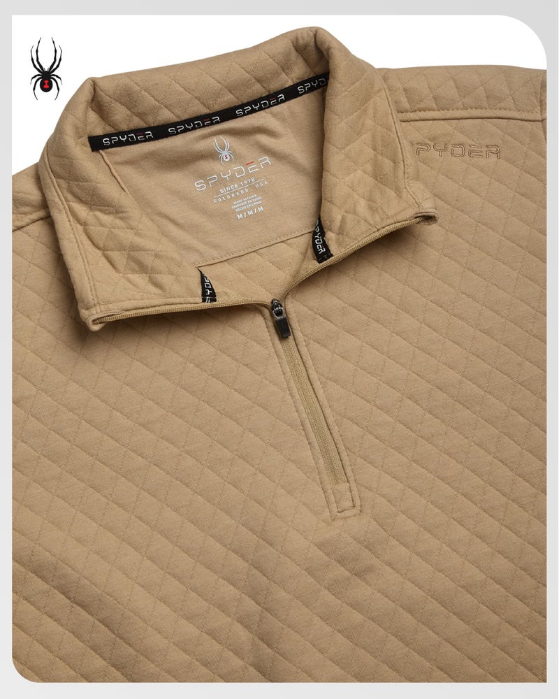Spyder Mens Quarter Zip Pullover Sweatshirt - Lightweight Soft Fleece Athletic Pullover - Gym & Running Sweatshirts for Men, Size Small, Sand - Image 4