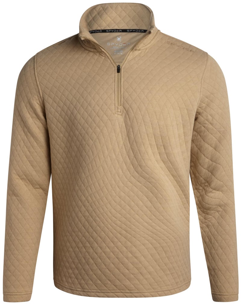 Spyder Mens Quarter Zip Pullover Sweatshirt - Lightweight Soft Fleece Athletic Pullover - Gym & Running Sweatshirts for Men, Size Small, Sand - Image 1
