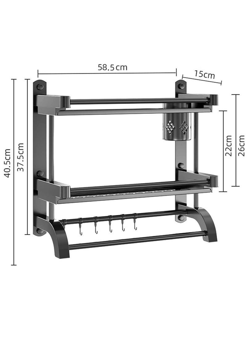 Arabest - Shower shelf with towel bar with brush holder Bath accessories wall shelf Bathroom storage shelf 2 tier bath towel shelf Bathroom kitchen toilet storage shelf. - Image 1
