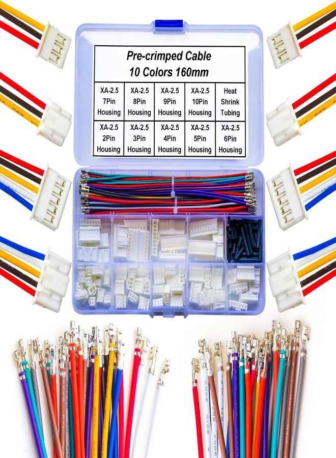 Tcenofoxy JST Molex 2.54mm Cable Connector Assortment Kit, Compatible with JST XA 2.54mm Connector 2P 3P 4P 5P 6P 7P 8P 9P 10P with 22AWG Pre-Crimped Cables (TC-XA) - Image 1