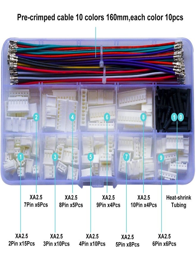 Tcenofoxy JST Molex 2.54mm Cable Connector Assortment Kit, Compatible with JST XA 2.54mm Connector 2P 3P 4P 5P 6P 7P 8P 9P 10P with 22AWG Pre-Crimped Cables (TC-XA) - Image 2