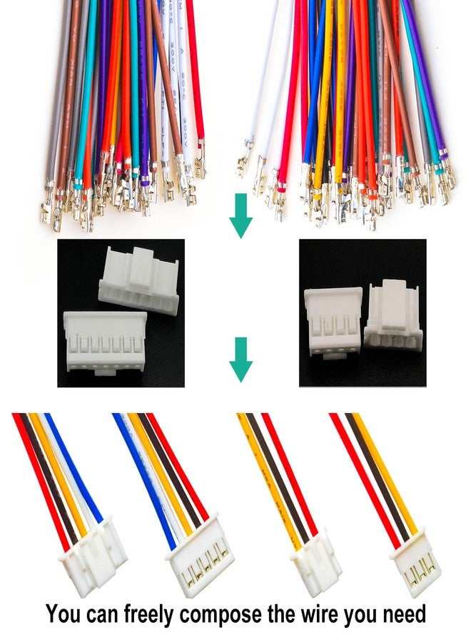 Tcenofoxy JST Molex 2.54mm Cable Connector Assortment Kit, Compatible with JST XA 2.54mm Connector 2P 3P 4P 5P 6P 7P 8P 9P 10P with 22AWG Pre-Crimped Cables (TC-XA) - Image 5