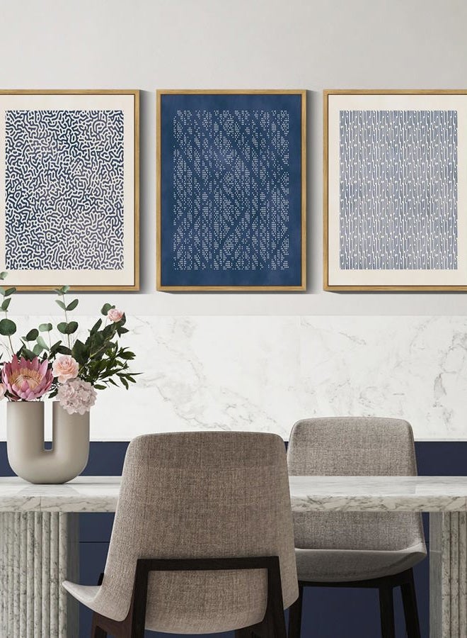 Drsoum Blue Mid-Century Modern Framed Wall Art Minimalist Abstract Boho Wall Decor Geometric Artwork Kitchen Dining Room 11x14in Natural Framed - Image 3