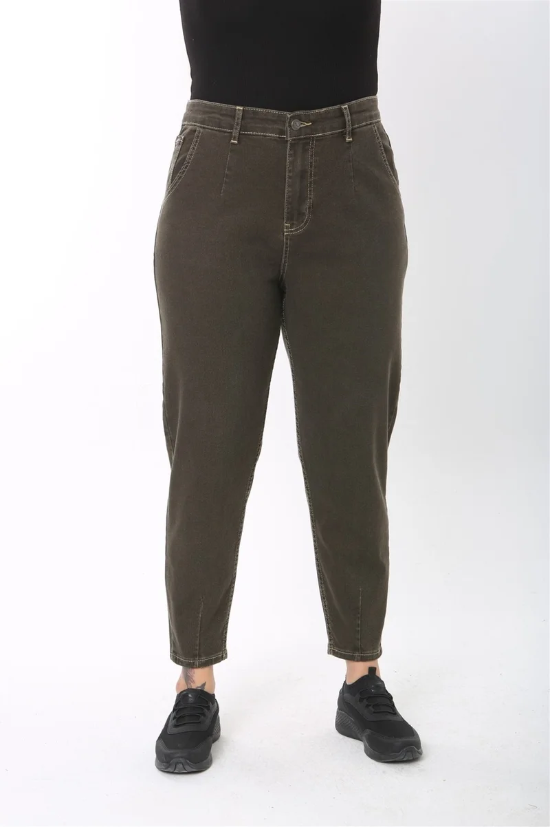 Cedy Denim Women's Plus Size Pleated Mom Jeans C600