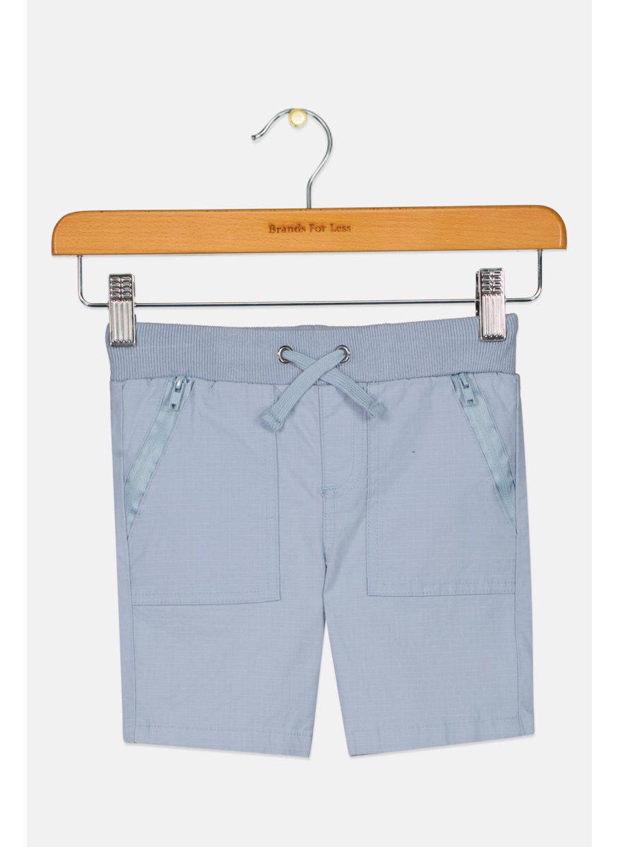 Andy & Evan Toddlers Boy Textured Basic Short, Slate Blue  - Image 1