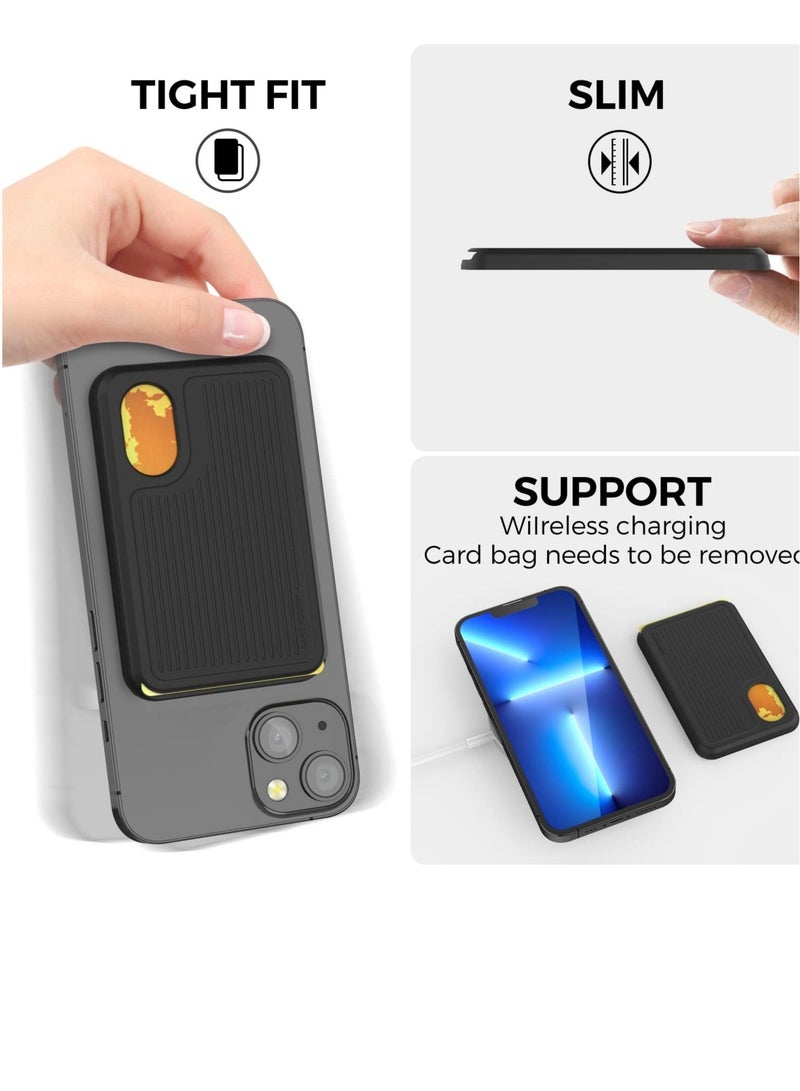 Card Holder for Back of iPhone 12-15 Series, with MagSafe Strong Magnetic RFID Shielding Silicone Wallet, Magnetic Card Wallet Holder Compatible with iPhone 12-15 Series  - Image 4