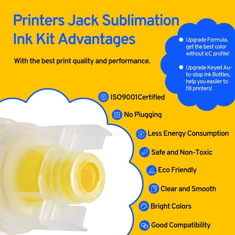Printers Jack Sublimation Ink & 150 Sheet Sublimation Paper 8.5x11’’ 120G, Heat Tape Compatible for Inkjet Printer ET-2800 ET-15000 ET-2803 ET-2760 ET-2400 ET-4700 ET-4800 ET-2720 - Image 5