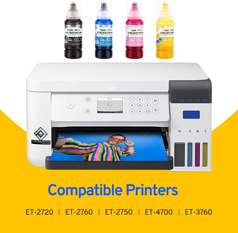 Printers Jack Sublimation Ink & 150 Sheet Sublimation Paper 8.5x11’’ 120G, Heat Tape Compatible for Inkjet Printer ET-2800 ET-15000 ET-2803 ET-2760 ET-2400 ET-4700 ET-4800 ET-2720 - Image 2