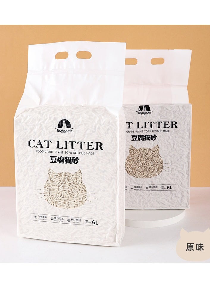 تاوتواص TaoTaoPets 2 عبوات 6 لتر متكتلة وقابلة للتحلل الحيوي، عطر ناعم طبيعي من التوفو للقطط (الرائحة الأصلية)  - Image 1