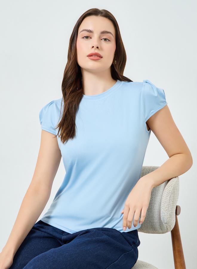 Styli Women Light Blue Puff Sleeve T-Shirt - Image 3