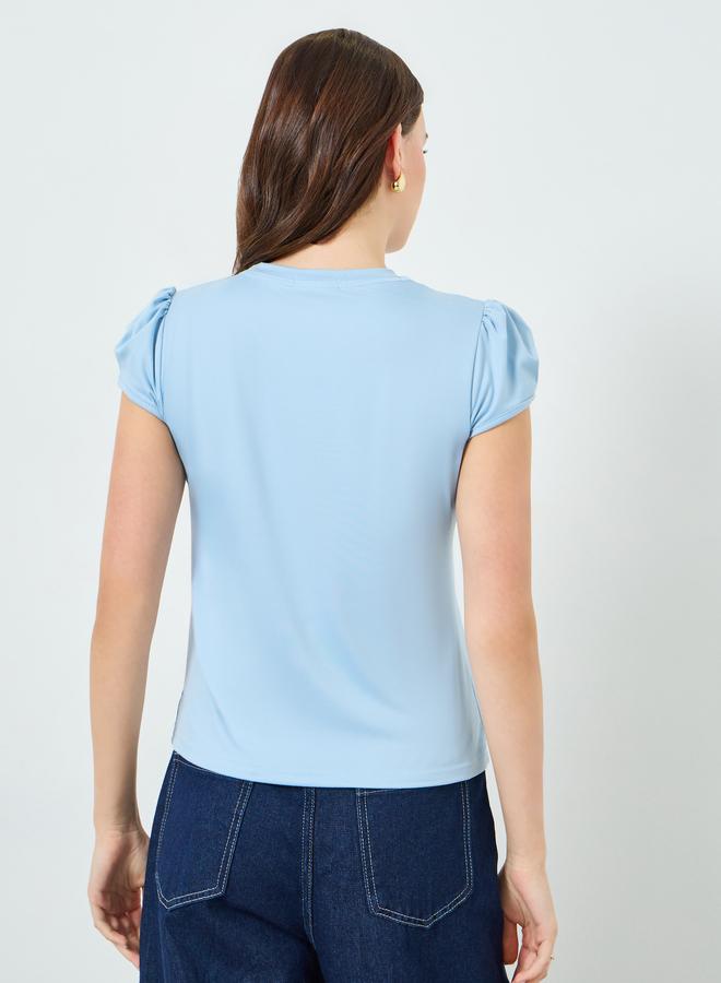 Styli Women Light Blue Puff Sleeve T-Shirt - Image 5