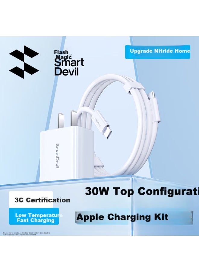 Smartdevil Apple 30W Charging Kit, Gan Pd Fast Charger + Data Cable, Compatible With Iphone 16/15/Promax/14/13 Type-C - Image 1