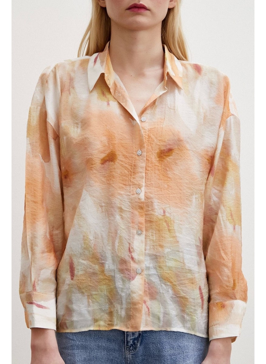 Never More Patterned Oversize Shirt Orange  - Image 2