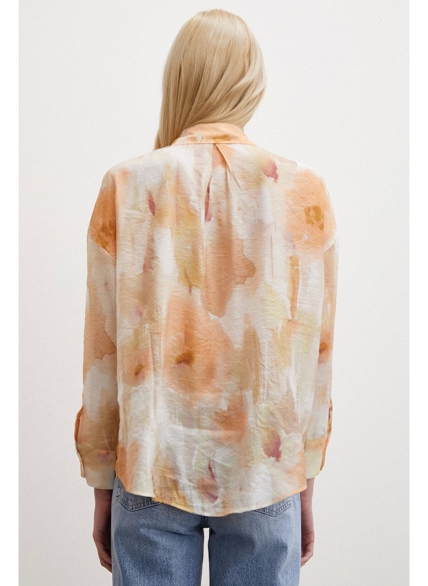 Never More Patterned Oversize Shirt Orange  - Image 4