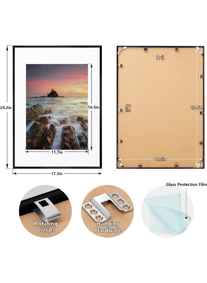 Poukroo  A2 Poster Frame, 16.5X23.5 Black Thin Aluminum Picture Frames With Polished Plexiglass