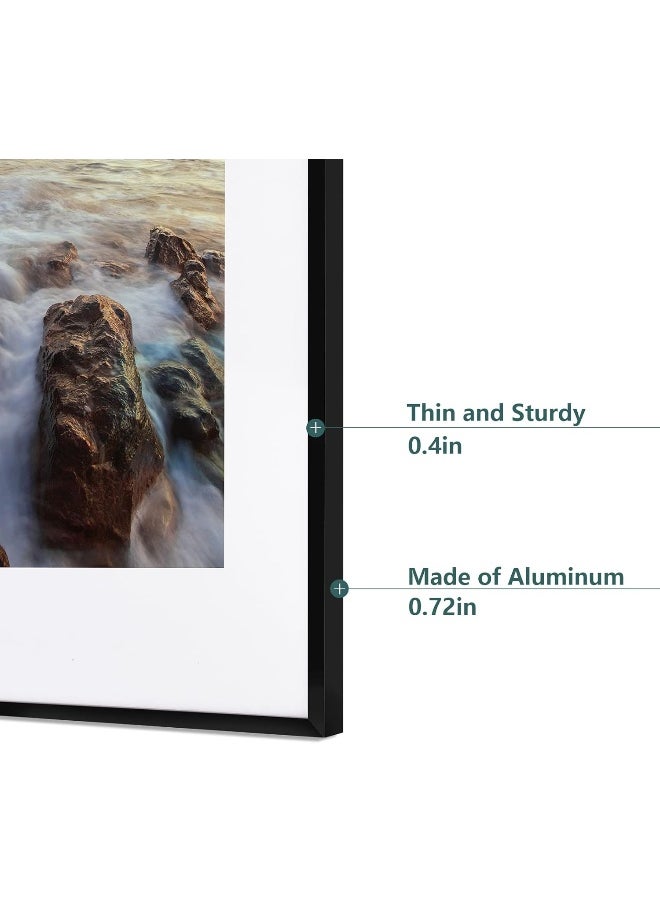 Poukroo  A2 Poster Frame, 16.5X23.5 Black Thin Aluminum Picture Frames With Polished Plexiglass