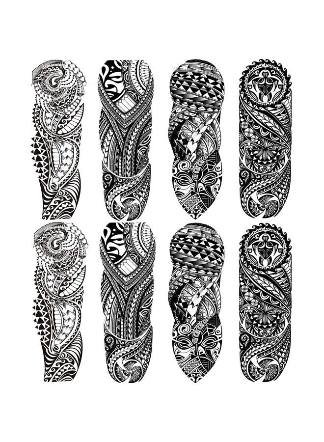 Leoars Tribal Totem Tattoos - 8-Sheet Full Sleeve Set for Men's Party Outfit - Image 1