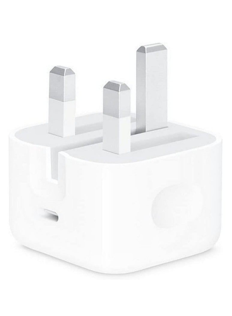 محول طاقة USB-C 3-Pin بقوة 20 واط، شاحن أبيض - Image 1