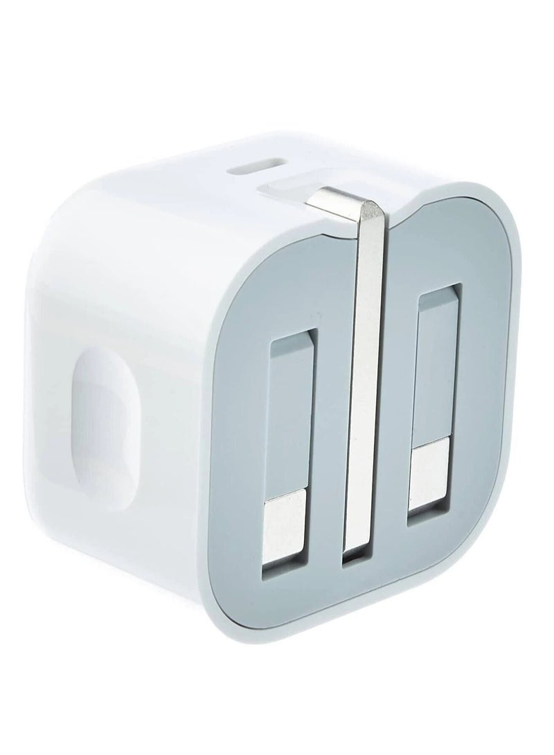 محول طاقة USB-C 3-Pin بقوة 20 واط، شاحن أبيض - Image 3
