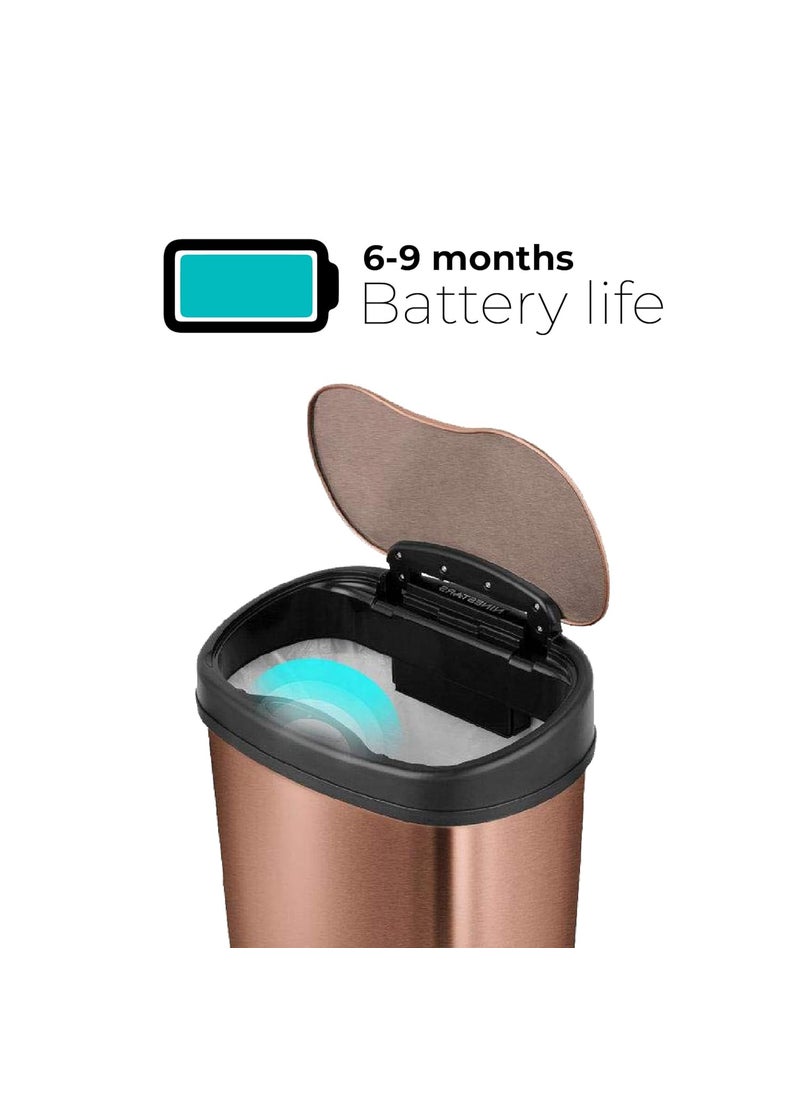 Ninestars Ninestars DZT1513 Touchless Stylish Motion Sensor Dustbin with Lid Stainless Steel Trash Can 15 Litres Gold  - Image 4