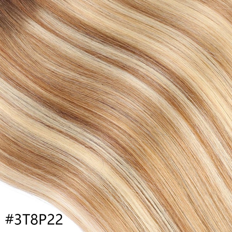 ORIGEN Clip in Hair Extensions Real Remy Human Hair Balayage Chocolate Brown to Caramel Blonde Mixed Brown Hair Extensions for Women 80g 7 Pcs 14 Inches - Image 4