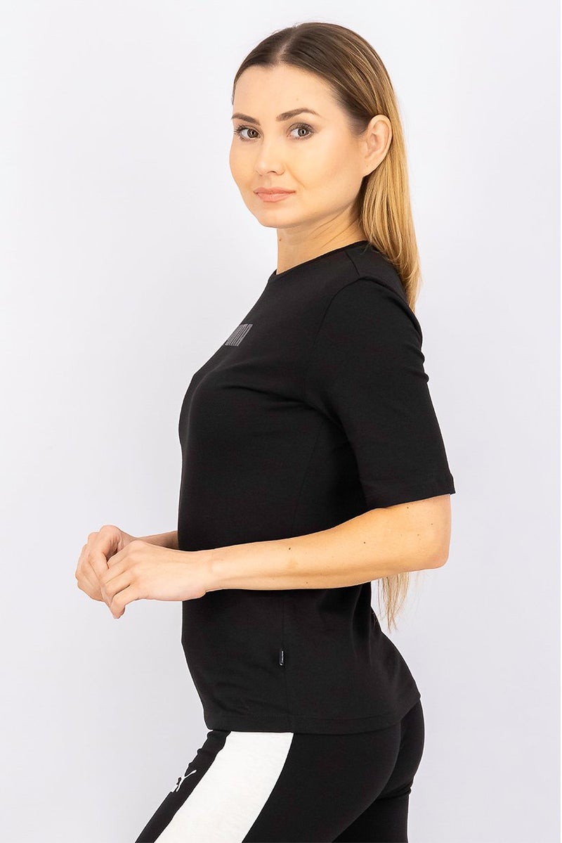 PUMA Women Regular Fit Brand Logo Training Tee, Black - Image 3