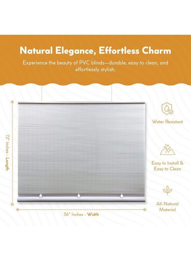 RADIANCE , Cord Free 1/4 Inch Oval PVC Shade, White, 36 Inches x 72 Inches Roll Up Blind (3320136) - Image 2