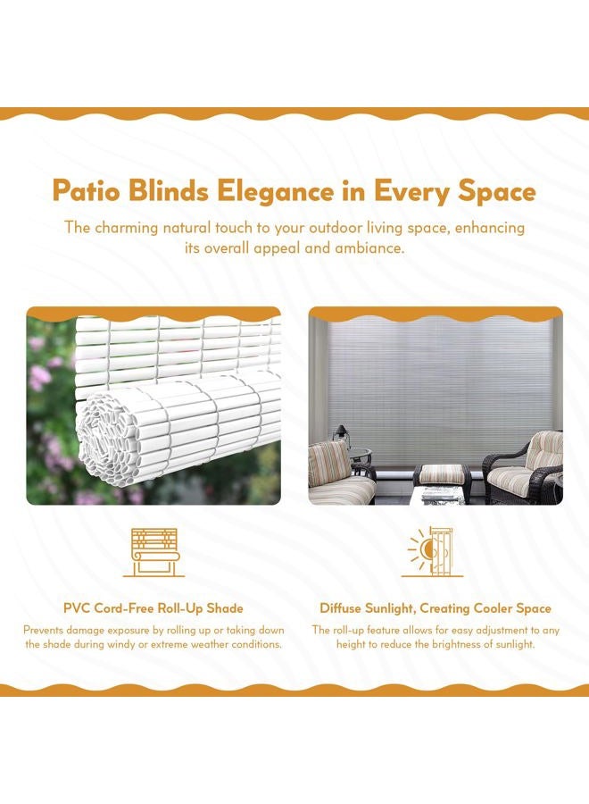 RADIANCE , Cord Free 1/4 Inch Oval PVC Shade, White, 36 Inches x 72 Inches Roll Up Blind (3320136) - Image 3