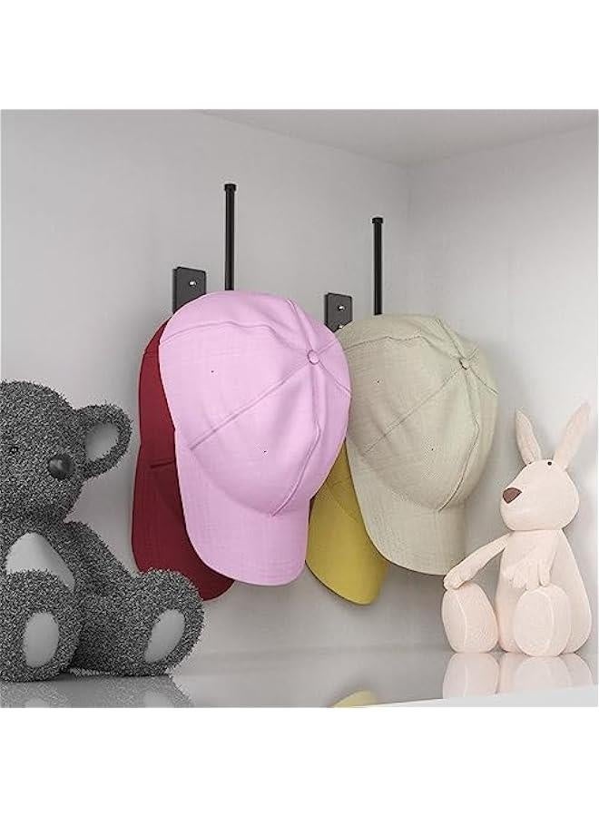 6 Pack Hat Racks for Baseball Caps, Stainless Steel Hat Organizer for Baseball Cap, Hat Holder Storage Organizer, Hat Hanger Strong Adhesive/Wall Drilled for Door,Bedroom,Closet(Black 6 in) - Image 2