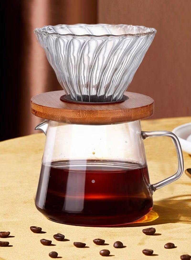 V60 Pour Over Coffee Maker Set 600ml Pour Over Glass Carafe Coffee Kit ,Portable Coffee Pot with Drip Filter, Heat Resistant Glass Range Coffee Server | Pour Over Coffee Tea Server | Pot Carafe Hand Drip Coffee Jug Decanter |Transparent | Kettle Coffee Maker Teapot|coffee hand drip
