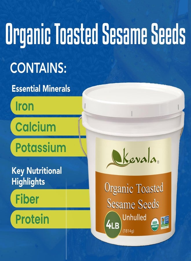 Kevala Organic Toasted Sesame Seeds (Unhulled) - Single-Origin Premium Selection Roasted Seeds, Sauce and Dip Ingredient, Gluten-Free Seasoning for Asian Dishes and Salad Topping, Bulk Food Size, 4 lb - Image 3