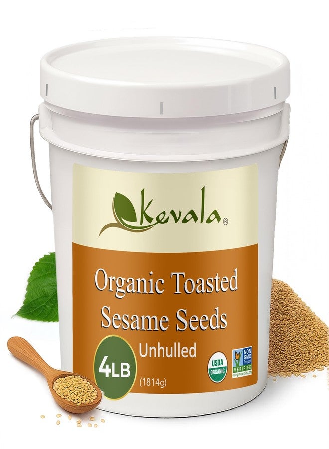 Kevala Organic Toasted Sesame Seeds (Unhulled) - Single-Origin Premium Selection Roasted Seeds, Sauce and Dip Ingredient, Gluten-Free Seasoning for Asian Dishes and Salad Topping, Bulk Food Size, 4 lb - Image 1