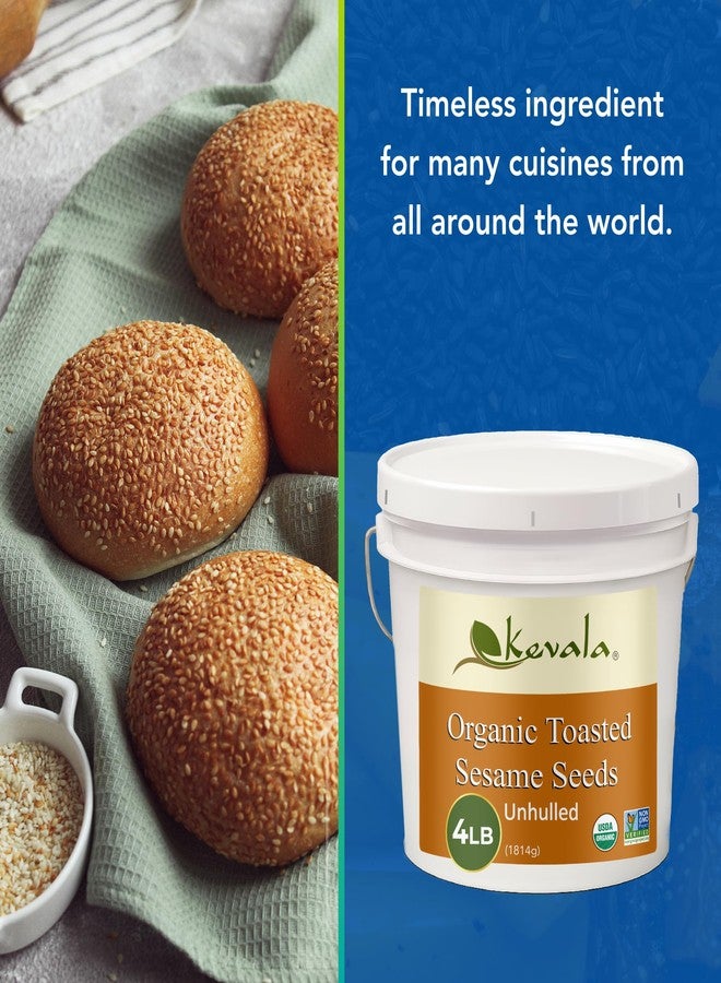 Kevala Organic Toasted Sesame Seeds (Unhulled) - Single-Origin Premium Selection Roasted Seeds, Sauce and Dip Ingredient, Gluten-Free Seasoning for Asian Dishes and Salad Topping, Bulk Food Size, 4 lb - Image 4
