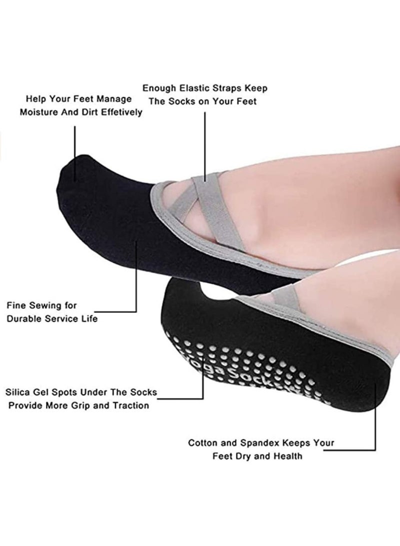 Umiwin 4 Pairs Yoga Pilates Socks Yoga Socks Anti-Skid Breathable Fitness Yoga Pilate Socks Non-Slip Cotton Socks Workout Socks - Image 5